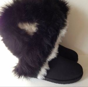 OGC Black Faux Fur Snow Boots Ladies Sz 10